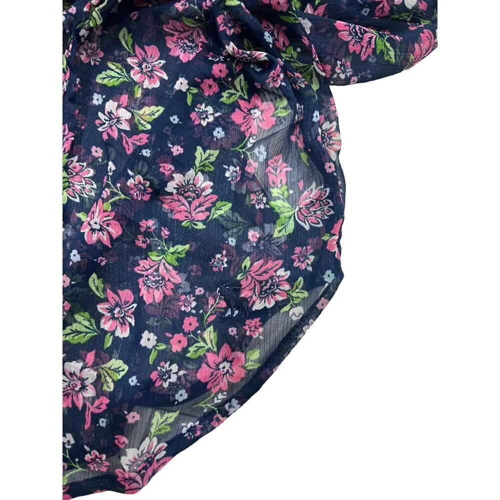 Abercrombie Kids Size S Floral Chiffon Blouse Top Peasant Short‎ Sleeve